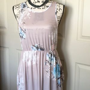 Floral Print Maxi, Racer Back, dbl Side pockets